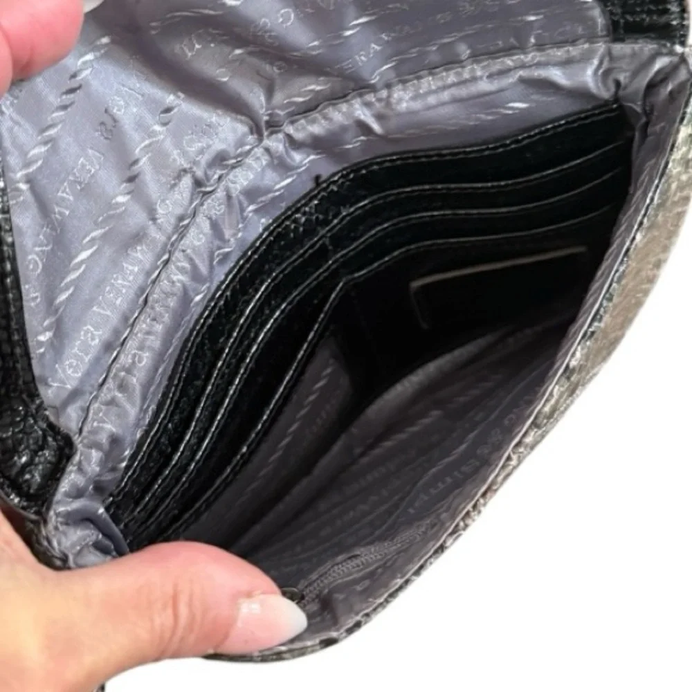 Elegant Snakeskin Wristlet Clutch Purse Vegan Leather Black …